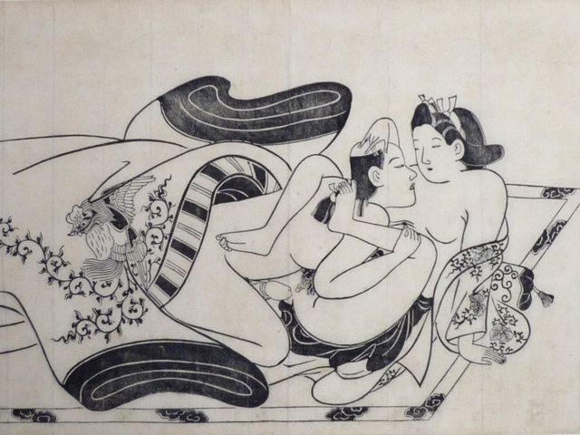 Grabado erótico japonés de principios de la era Edo