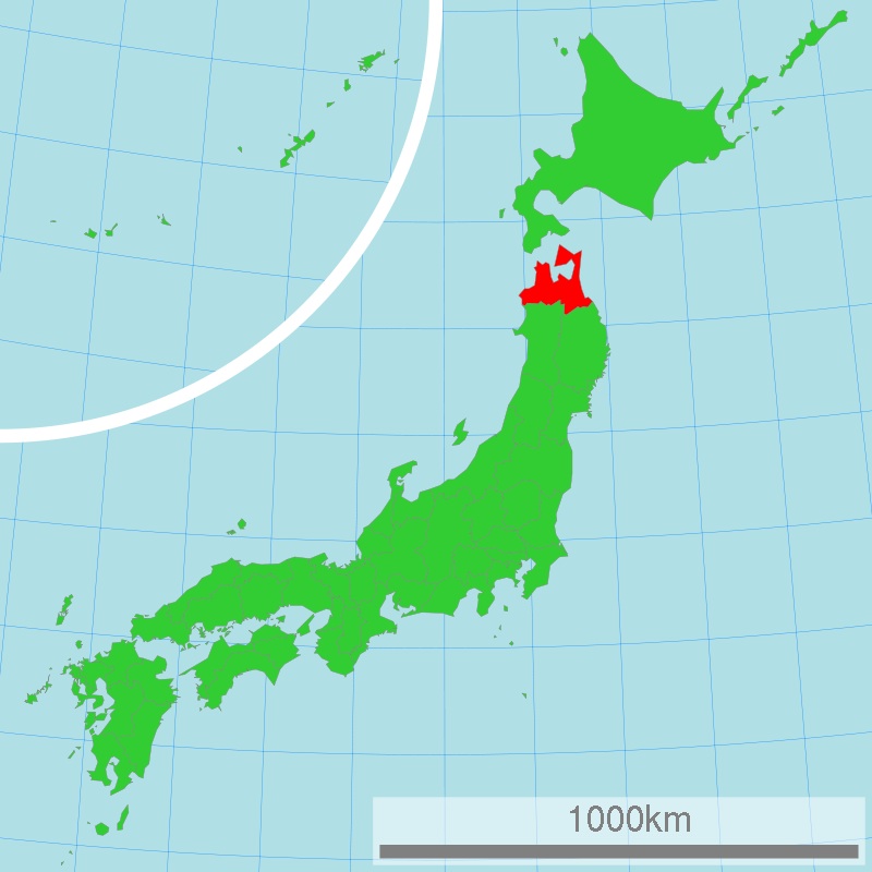 Prefectura de Aomori (en rojo), lugar de la supuesta tumba 